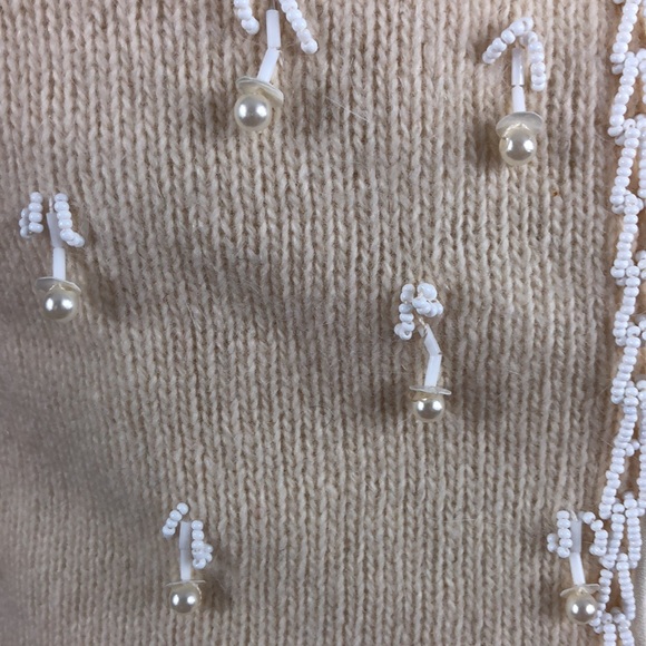 Amazing Vintage B. Altman & Co. Cream Sweater w/Sequins and Beads - Picture 6 of 16